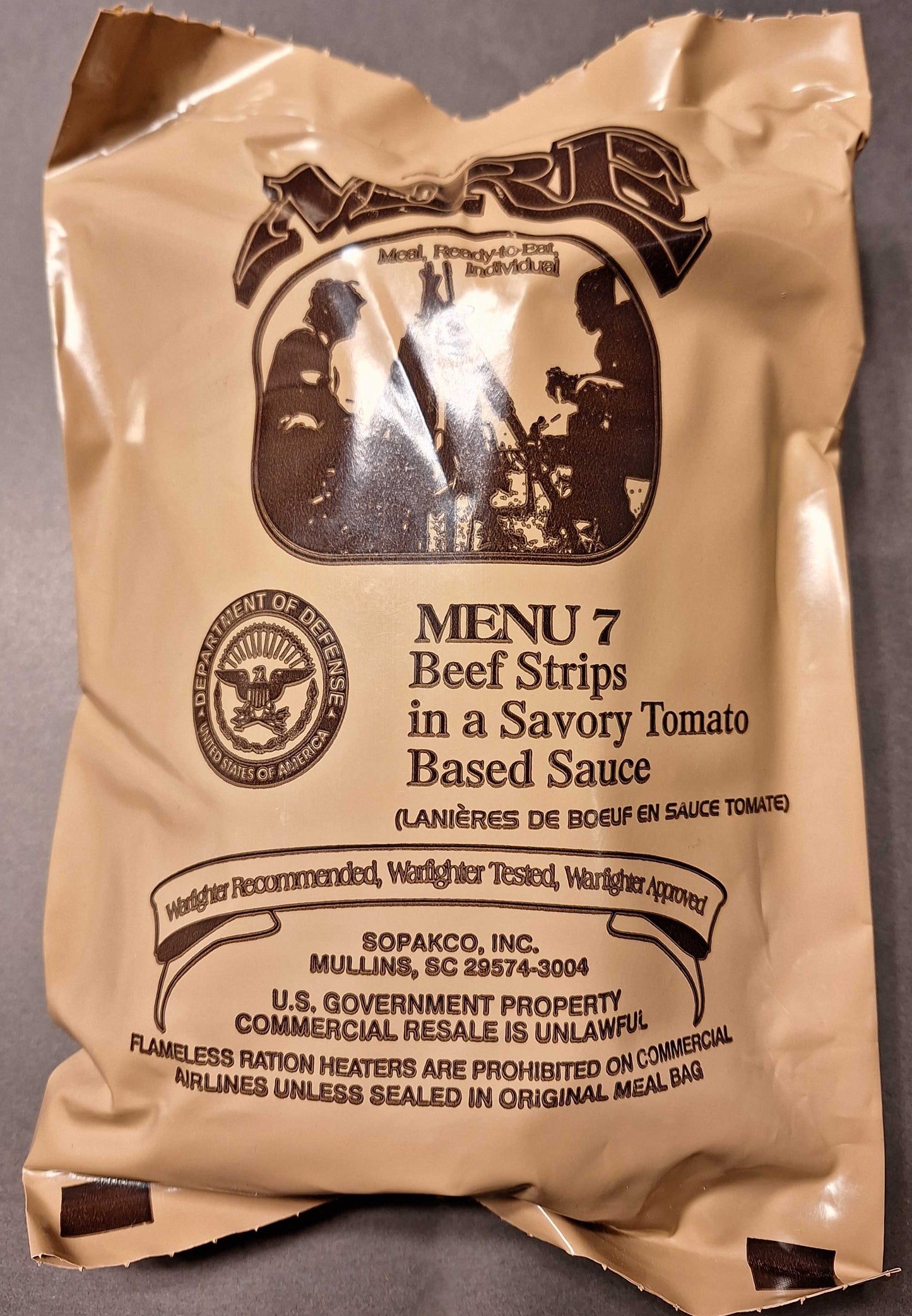 U.S. Military Meals, Ready to Eat, Individual (MREs)